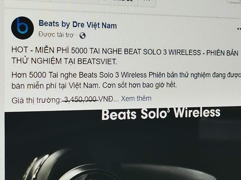 Lừa tặng tai nghe Beats trên Facebook kiếm 100 triệu/ngày ở VN