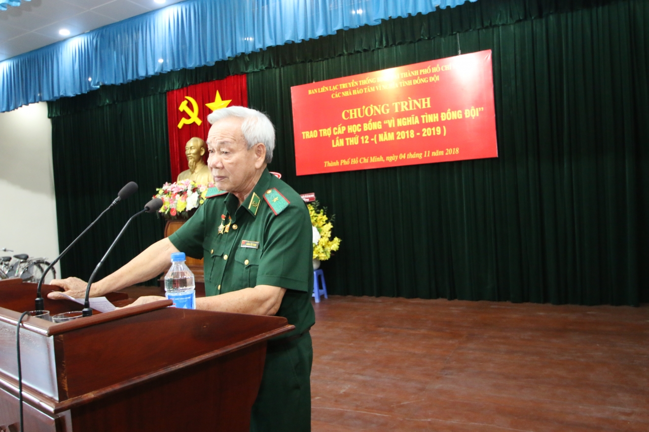 Thiếu Tướng Trương Văn Thanh- Nguyên Phó Tư lệnh, Trưởng ban liên lạc Bộ đội Biên phòng phát biểu