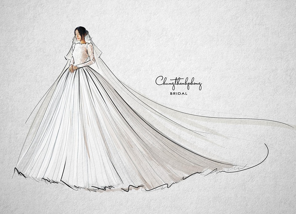 Linh Nga Bridal hé lộ phác thảo váy cưới của hot girl Xoài Non  Ngôi sao