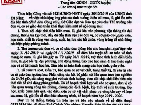 Đà Nẵng: Giả mạo công văn Sở GD-ĐT thành phố cho học sinh nghỉ học do bão số 5