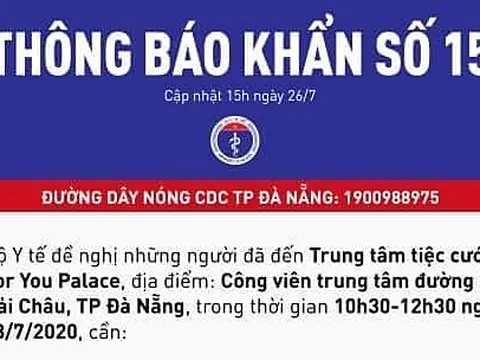 Bộ Y tế phát thông báo khẩn số 15 liên quan đến BN416