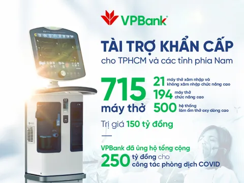 VPBank hỗ trợ gấp 715 máy hỗ trợ hô hấp hiện đại cho các tỉnh, thành phía Nam