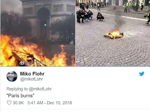 Bức ảnh 'vạch trần bạo động ở Paris' thực chất là giả