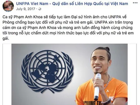 Quỹ dân số Liên hợp quốc tại Việt Nam gỡ ảnh Phạm Anh Khoa khỏi website và fanpage
