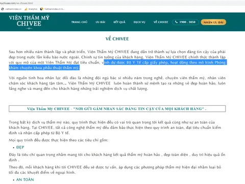TP. Hồ Chí Minh: Vì sao Viện thẩm mỹ Chivee được Sở Y tế ‘ưu ái’ cấp phép?