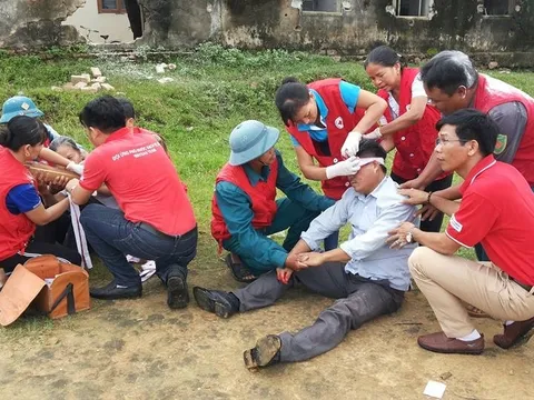 Hội Chữ thập đỏ tỉnh Nghệ An diễn tập phòng ngừa ứng phó thiên tai