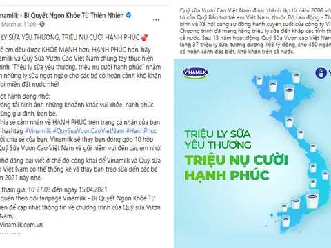 Bật 'Mood' hạnh phúc cùng chiến dịch 'triệu ly sữa yêu thương, triệu nụ cười hạnh phúc'