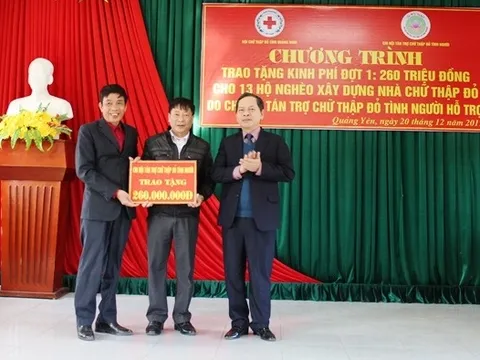 Cấp kinh phí hỗ trợ 13 hộ nghèo xây nhà chữ thập đỏ