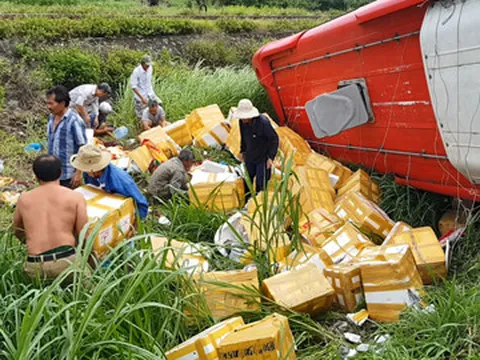 Lật xe khách, 20 hành khách thoát nạn