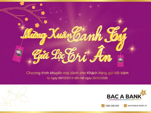 Mừng Xuân Canh Tý, BAC A BANK gửi lộc tri ân khách hàng gửi tiền