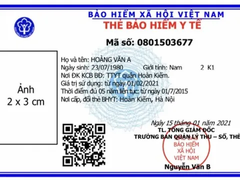 BHXH Việt Nam ban hành mẫu thẻ BHYT mới