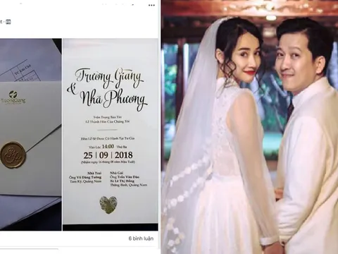 Lộ diện thiệp cưới trang nhã của Trường Giang - Nhã Phương?