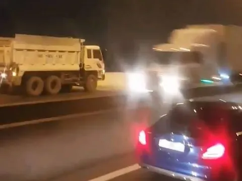 Tước bằng lái 5 tháng tài xế xe ben chạy ngược chiều trên cao tốc