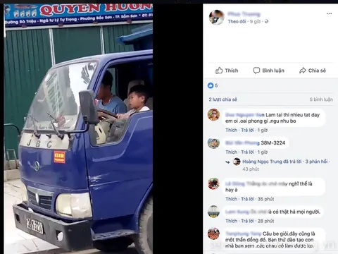 Thanh Hóa: CA mời người chú giao tay lái xe tải cho cháu 10 tuổi lên làm việc