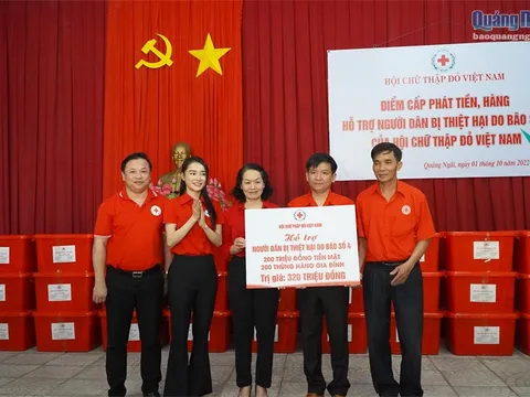 Hội Chữ thập đỏ Việt Nam hỗ trợ người dân Quảng Ngãi bị thiệt hại do bão số 4