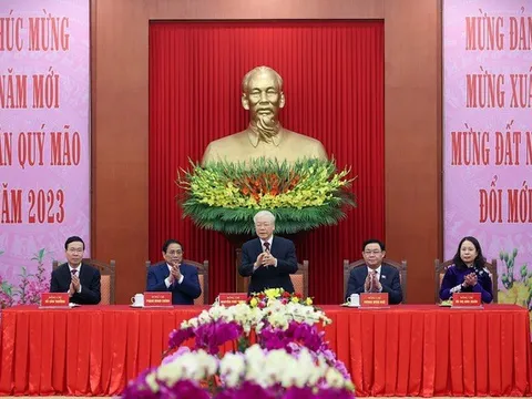 Tổng Bí thư Nguyễn Phú Trọng chúc Tết lãnh đạo, nguyên lãnh đạo Đảng, Nhà nước nhân dịp Xuân Quý Mão