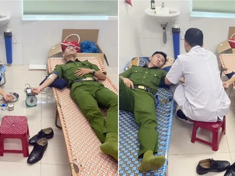 4 cán bộ, chiến sĩ Công an hiến máu cứu 2 bệnh nhân cấp cứu