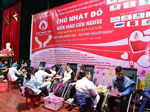 Gần 1000 đơn vị máu được tiếp nhận trong chương trình "Ngày Chủ nhật đỏ" tại Ninh Bình