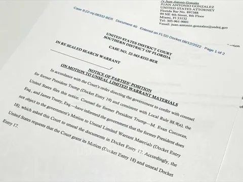 Kháng nghị quyết định tòa án liên quan vụ tài liệu mật ở nhà cựu Tổng thống Donald Trump