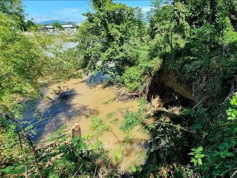 Ninh Thuận: Sạt lở bờ sông Dinh khiến hàng chục hộ dân ngày đêm lo lắng