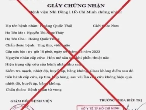 Bệnh viện Nhi đồng 1 cảnh báo thêm hình thức giả mạo để trục lợi