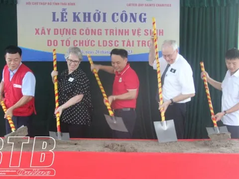 Thái Bình: Hội Chữ thập đỏ huyện Tiền Hải khởi công công trình vệ sinh trường học