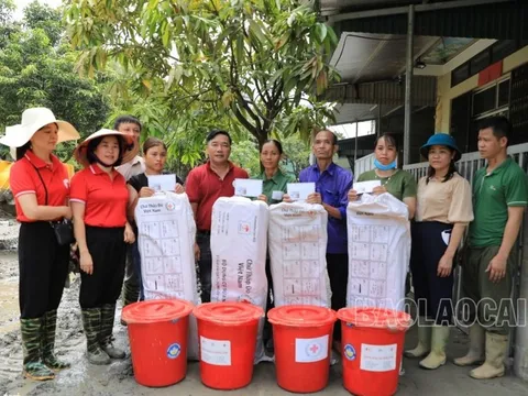 Hội Chữ thập đỏ Lào Cai hỗ trợ các gia đình bị thiệt hại tại Tả Phời và Hợp Thành