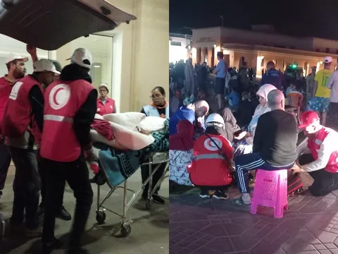 Các tình nguyện viên Trăng lưỡi liềm đỏ Maroc hỗ trợ người bị ảnh hưởng bởi động đất