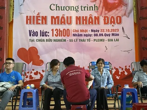 Gia Lai: Trên 120 tăng, ni, phật tử hiến máu tình nguyện