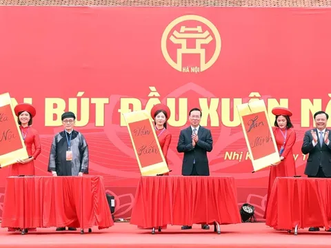 Chủ tịch nước Võ Văn Thưởng dự khai bút đầu xuân tại Hà Nội