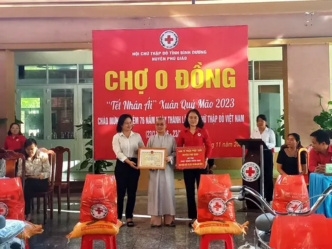 Hội Chữ thập đỏ huyện Phú Giáo: Tổ chức chợ 0 đồng “Tết nhân ái’, Xuân Quý Mão 2023