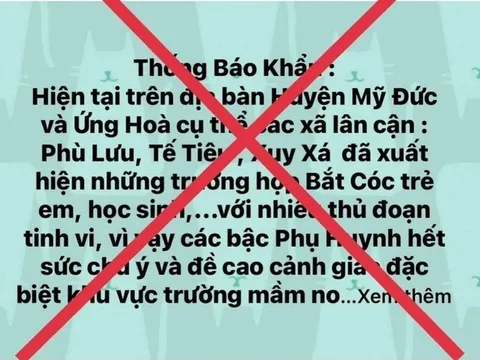 Công an Hà Nội xác minh thông tin về bắt cóc trẻ em tại huyện Mỹ Đức