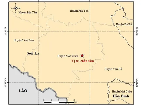 Mộc Châu: Động đất mạnh 3,2 độ gây rung lắc
