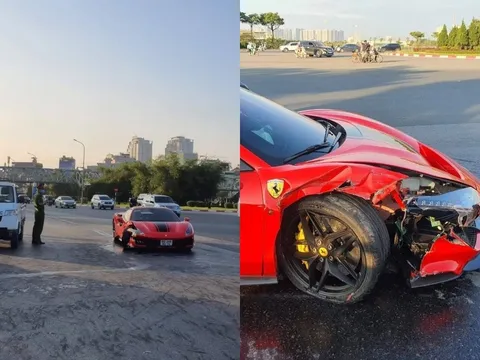 Siêu xe Ferrari 488 va chạm với xe máy cạnh sân Mỹ Đình, một người tử vong