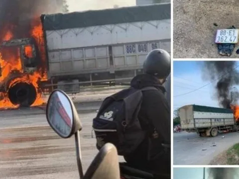 Ô tô bốc cháy dữ dội sau va chạm xe máy, 2 người tử vong