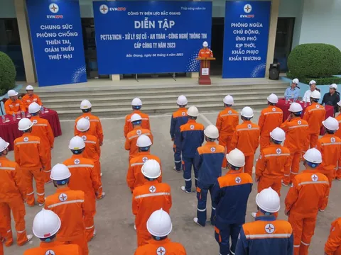 Công ty Điện lực Bắc Giang diễn tập phòng, chống thiên tai, tìm kiếm cứu nạn năm 2023