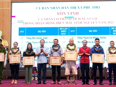 Thị xã Phú Thọ tôn vinh các tập thể, cá nhân hiến máu tình nguyện