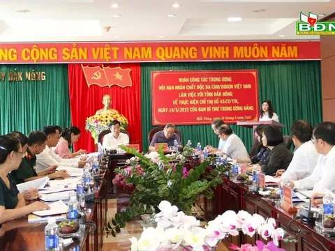 Đoàn công tác Trung ương Hội Nạn nhân chất độc da cam/dioxin làm việc tại Đắk Nông