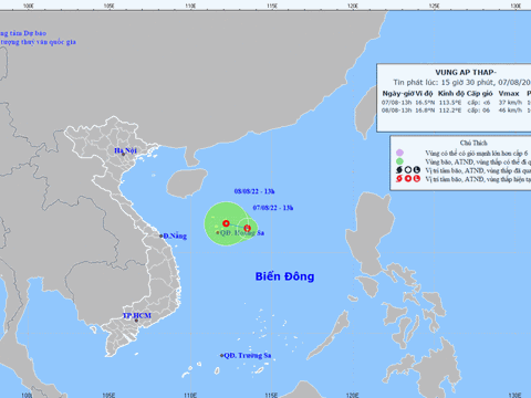Xuất hiện áp thấp trên Biển Đông