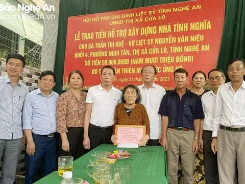 Nghệ An: Trao hỗ trợ xây nhà tình nghĩa cho gia đình liệt sĩ ở Thị xã Cửa Lò