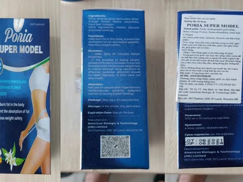 Cảnh báo về thực phẩm bảo vệ sức khỏe Poria super model có chứa chất cấm Sibutramine